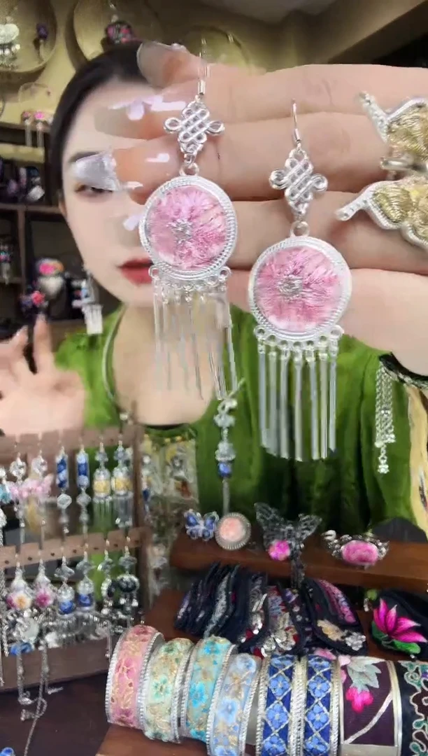 刺绣非遗刺绣民族风耳环