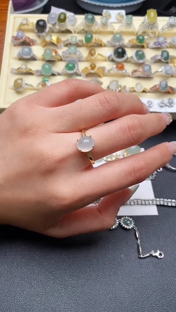 【闪购商品】翡翠戒指银S925镶嵌33333333+4