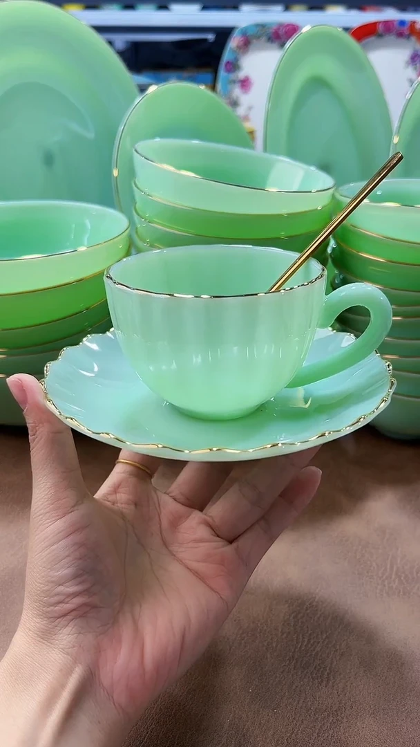 玉瓷咖啡杯三件套1组