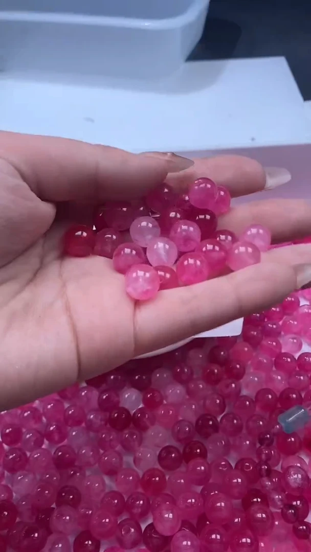 颈饰未镶嵌水晶W3259卢比莱粉紫碧玺10mm*10颗