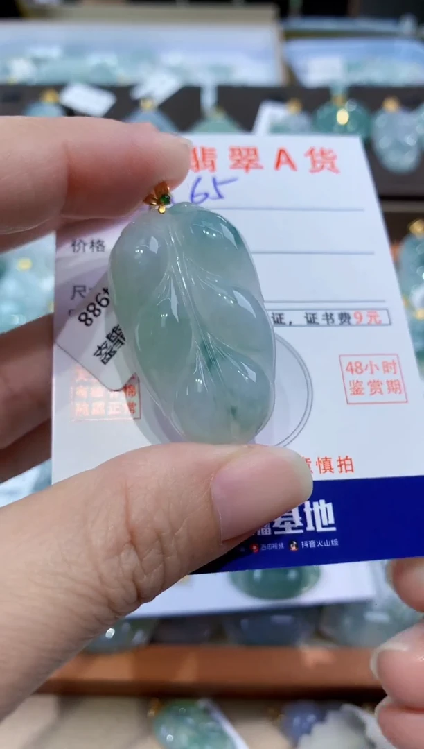 颈饰18K金镶嵌翡翠天然翡翠A货挂件