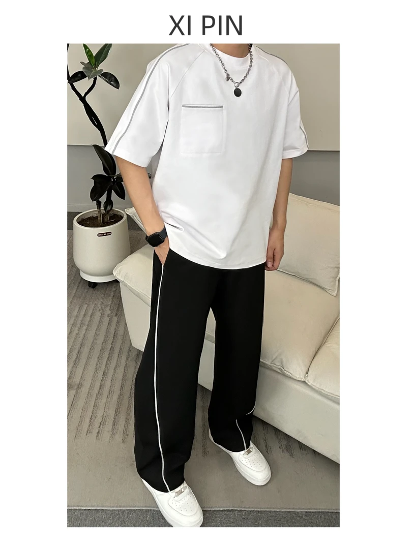 （熙品）春夏季套装时尚休闲情侣复古潮流ins青春百搭简约套装T-979