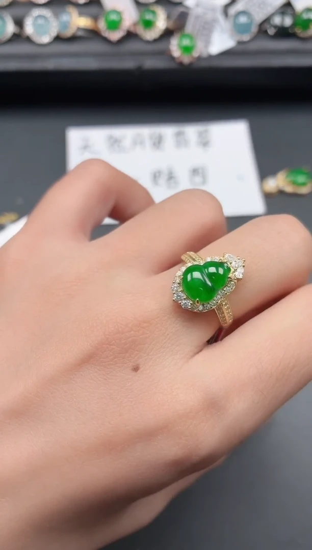 银S925镶嵌戒指翡翠1