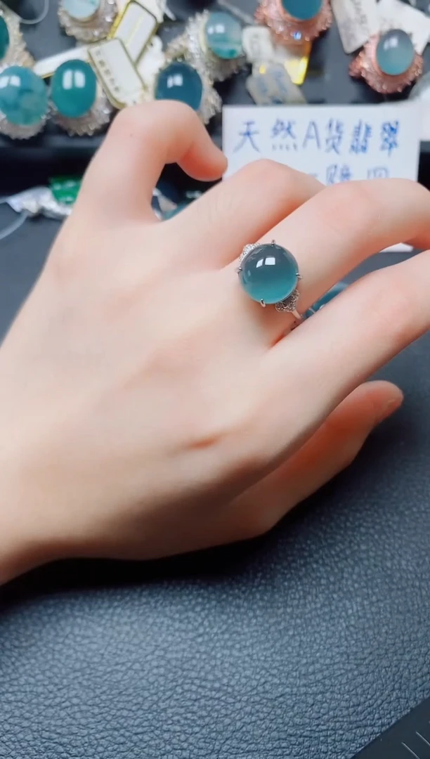 翡翠戒指银S925镶嵌翡翠