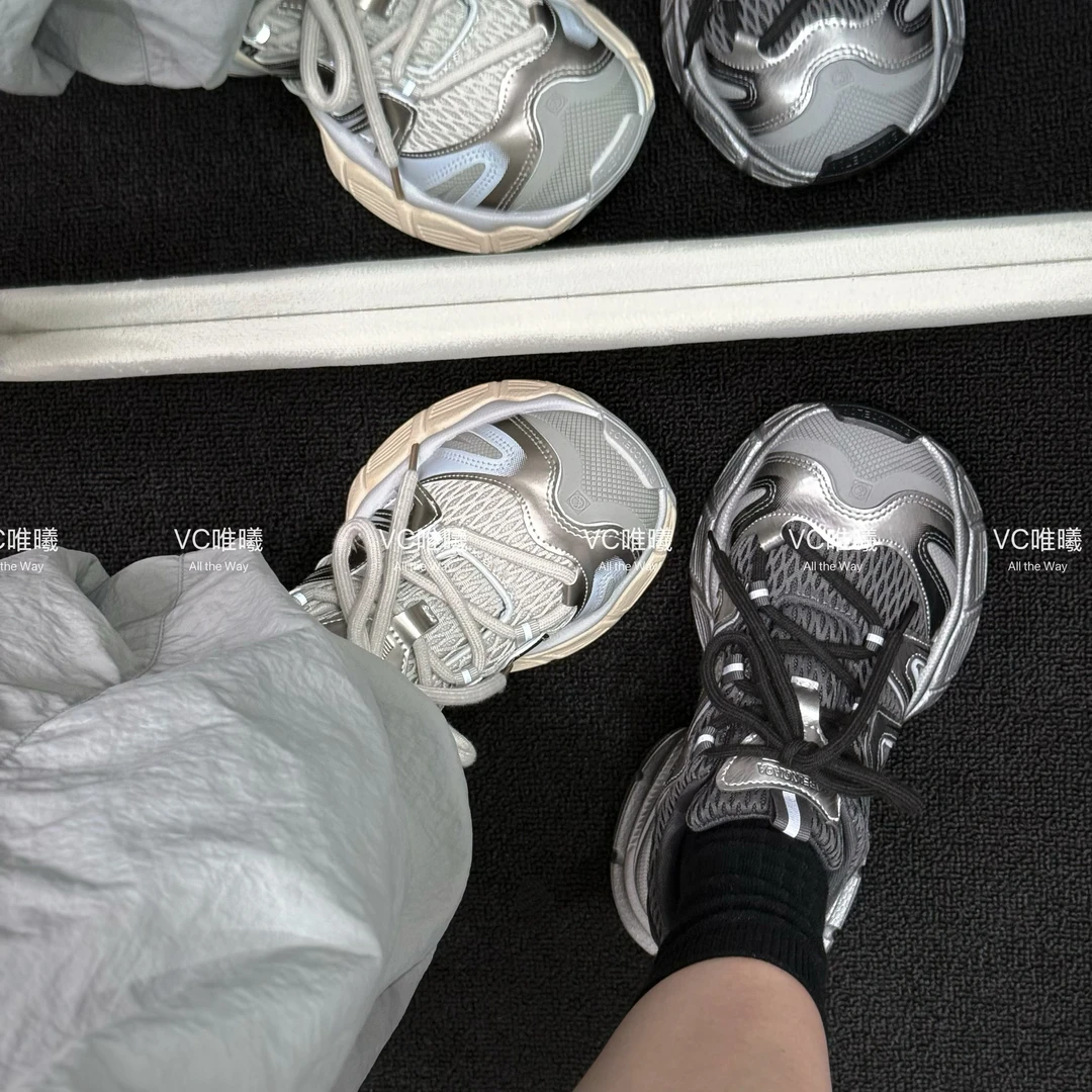 VC唯曦｜加绒超正圆头老爹鞋卡皮巴拉厚底轻跑网面透气运动鞋