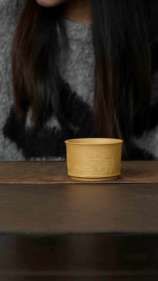 茶杯紫砂杯研所  金刚杯 黄金段 绘忆江南175cc