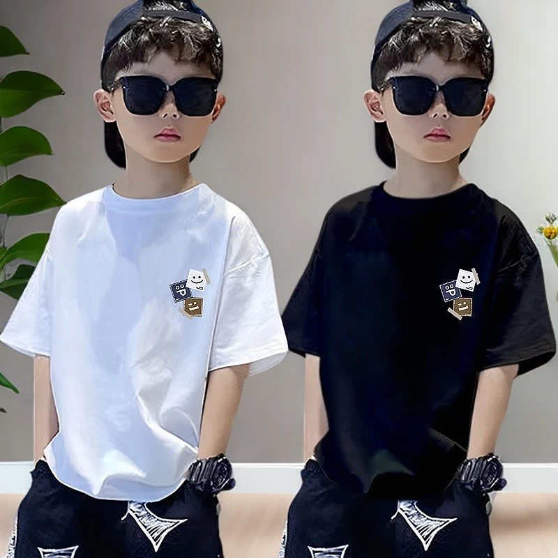 夏季纯棉短袖男童T恤儿童夏装中大童帅气男孩宽松印花半袖上衣服
