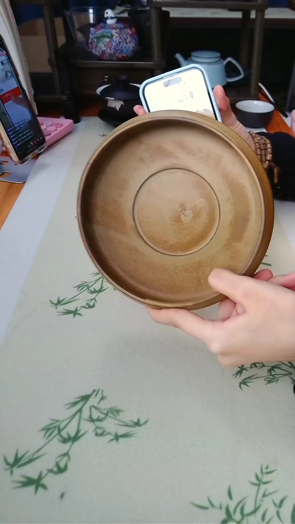 松烟 陶窑变 壶承  直径约17cm