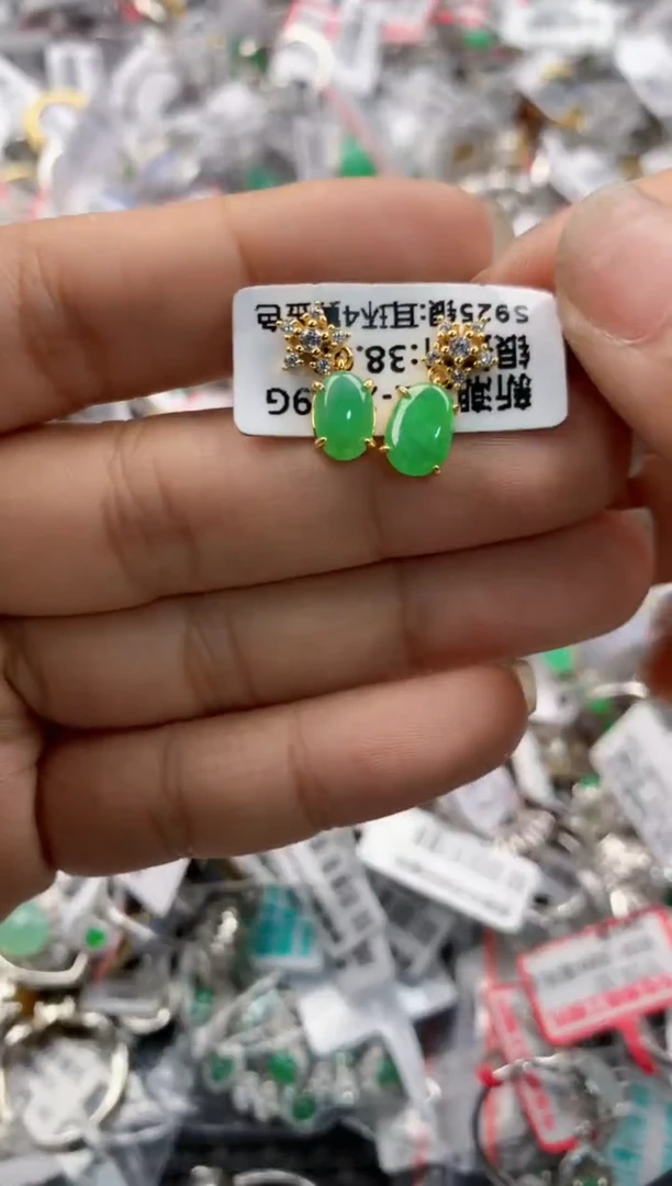 银S925镶嵌戒指翡翠555    5