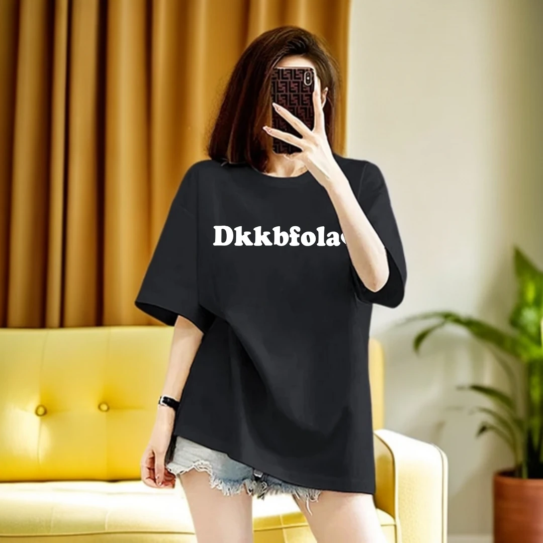 纯棉夏季字母简约印花短袖T恤洋气休闲减龄大码加宽女装宽松上衣