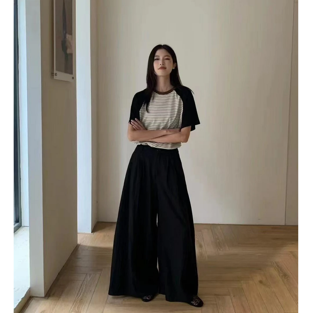 十三行MISSLAN-夏季福秒条纹插肩撞色圆领T恤#36177