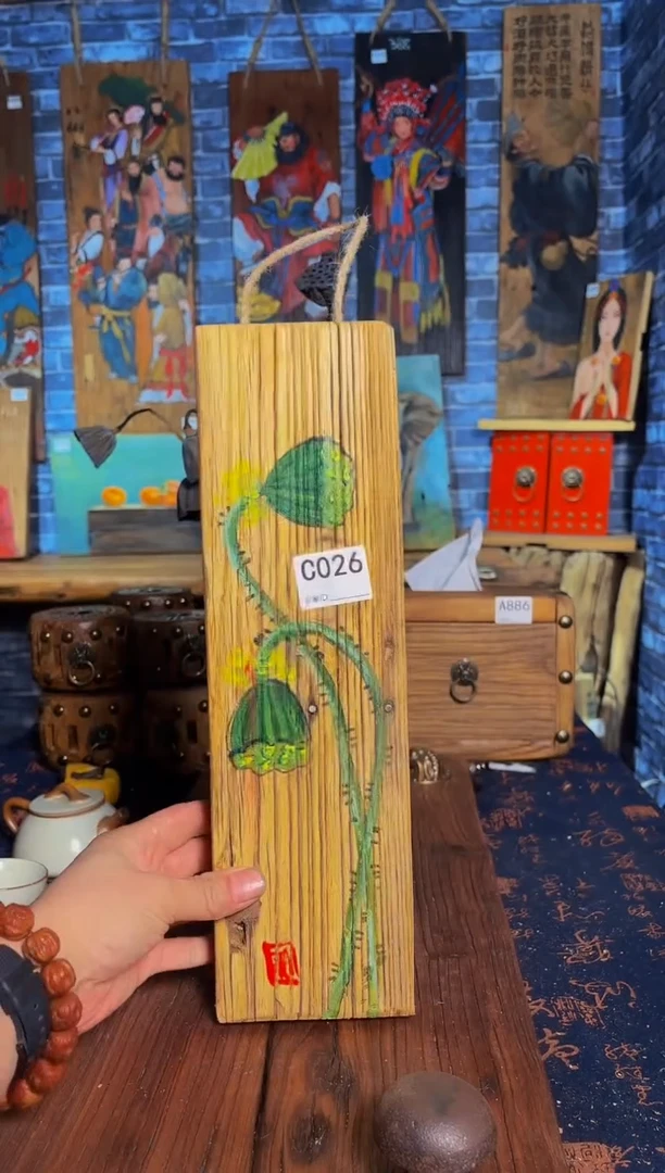 风化老门板丙烯画