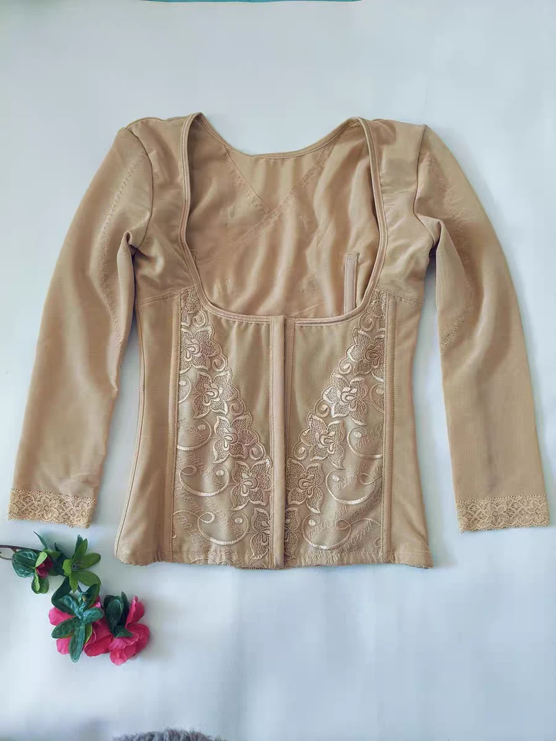 抽脂术后长袖塑身衣女上衣收背部赘肉托胸内衣收腹医美束身上身衣