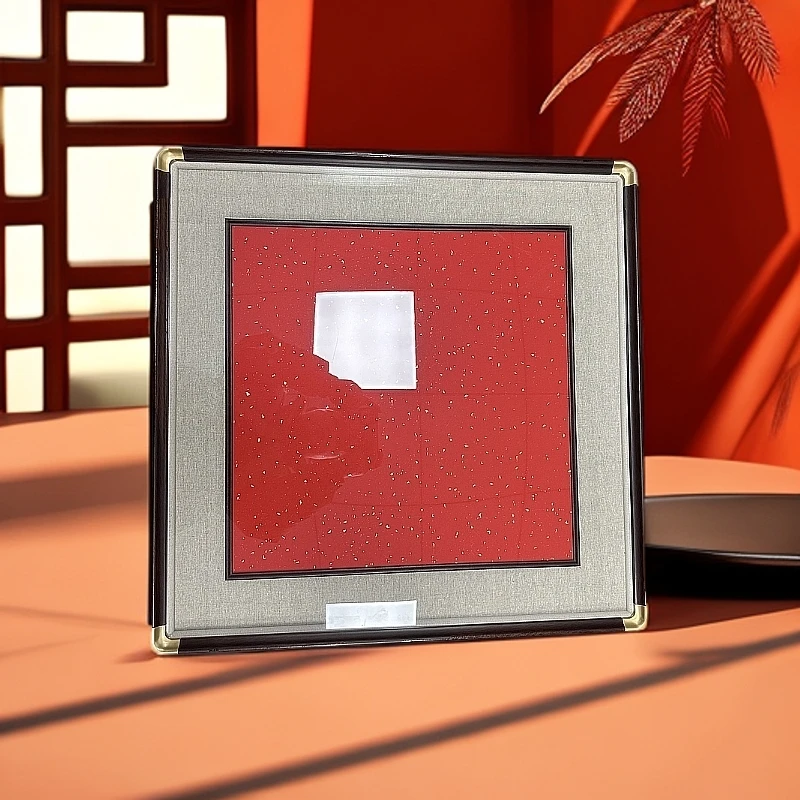 【知新】68x68仿铜角框中框白锦布大红洒金宣纸画框【到手一个】