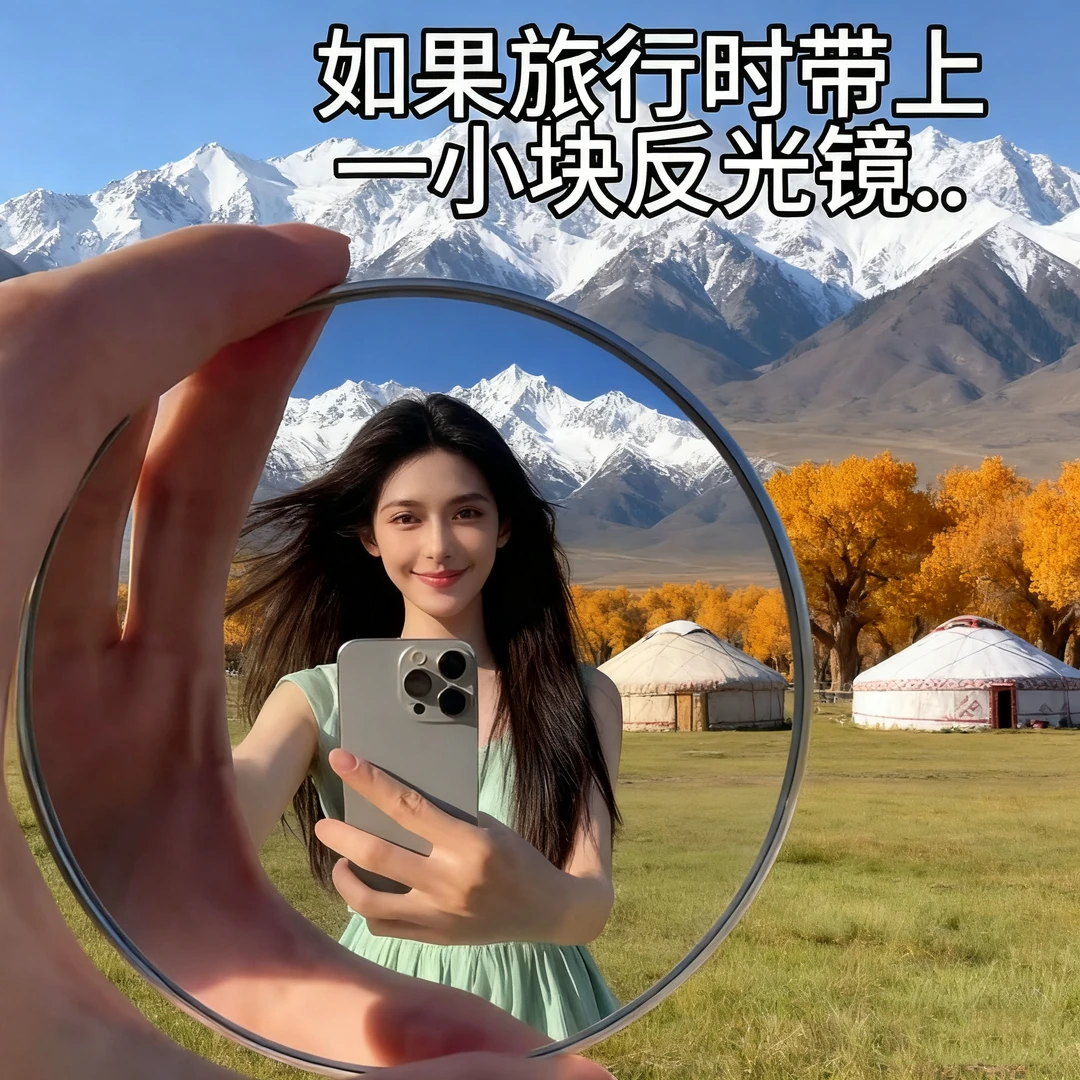 旅行拍照小圆镜凸反光镜凸面镜旅行镜吧唧装饰小圆镜旅行圆镜子