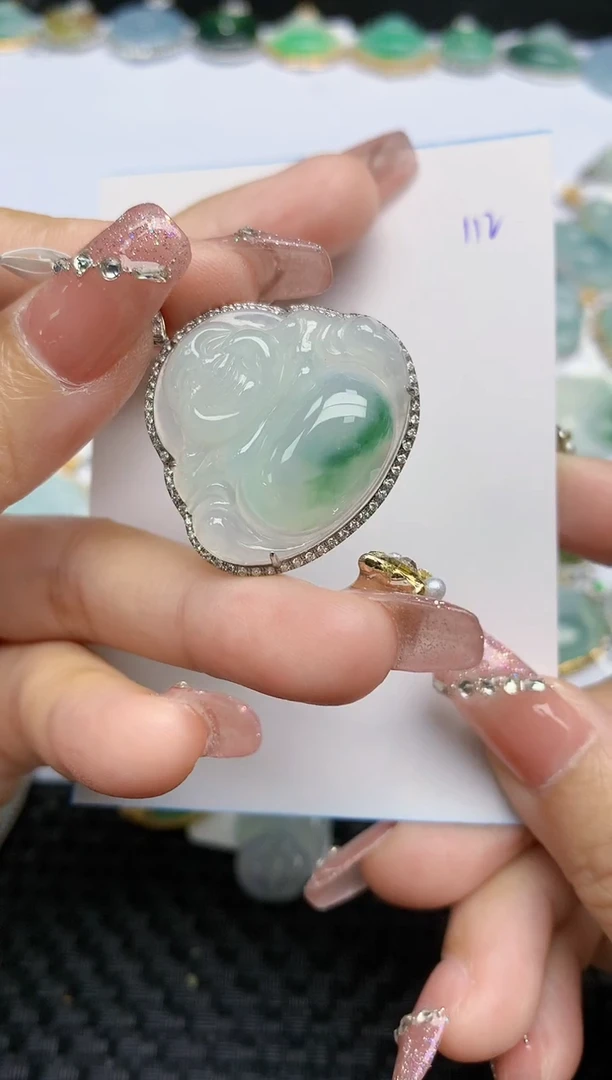 【闪购商品】翡翠挂件18K金镶嵌天然A货翡翠 112