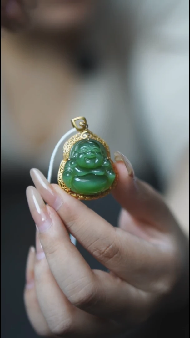 吊坠(赠链)未镶嵌和田玉HG180018 碧玉猫眼弥勒