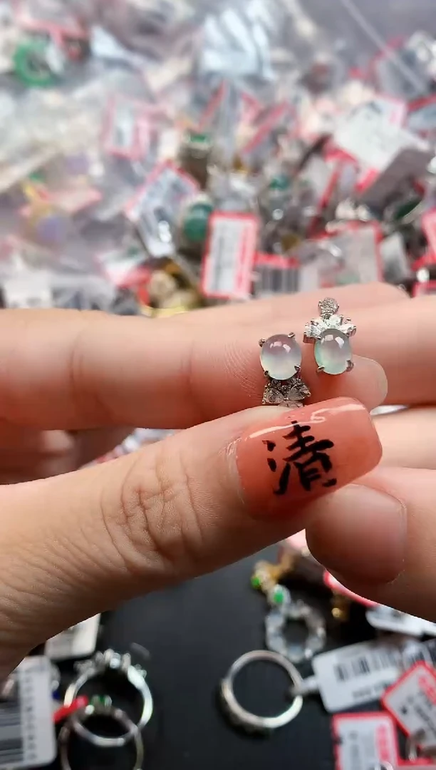 银S925镶嵌戒指翡翠天然A货缅甸翡翠