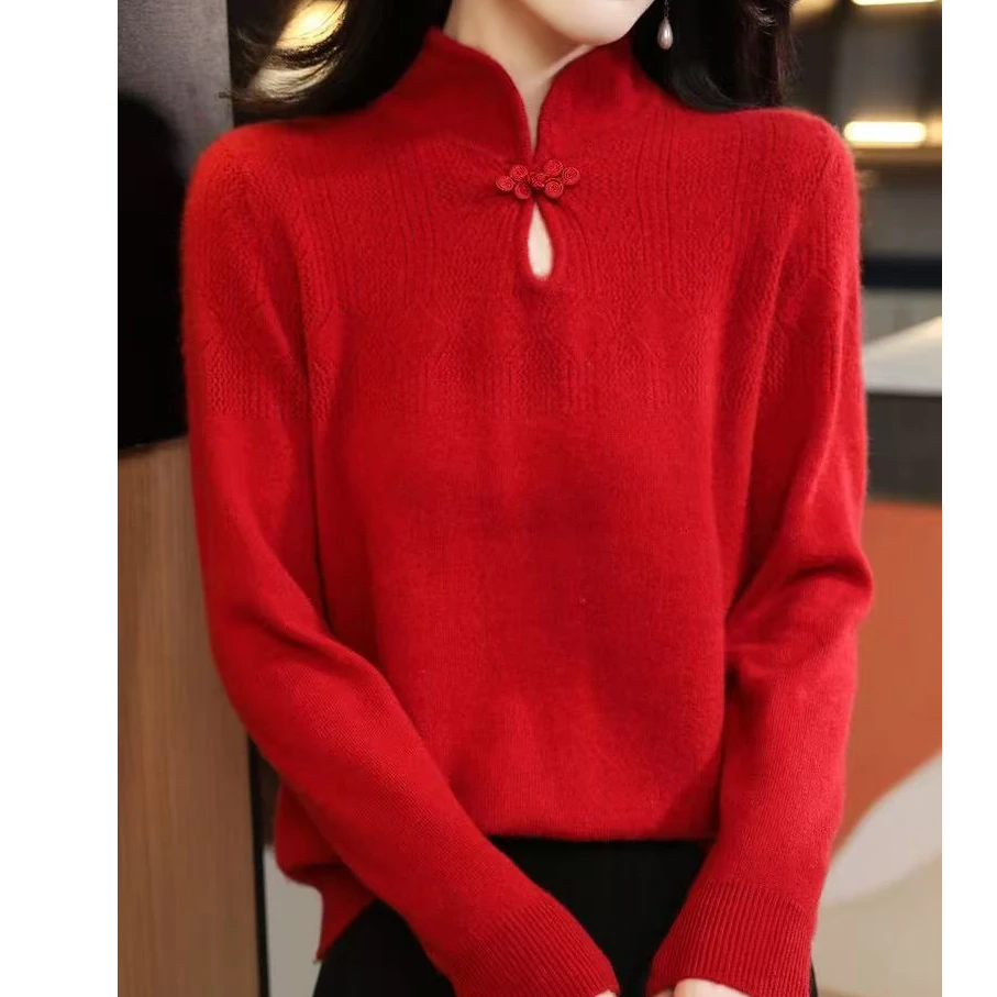 涵玖玥【100羊毛】水滴扣国风气质百搭上衣Zm07-018