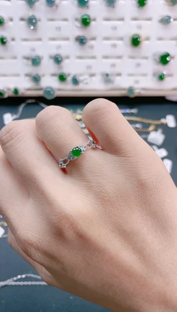 【闪购商品】翡翠戒指银S925镶嵌天然翡翠