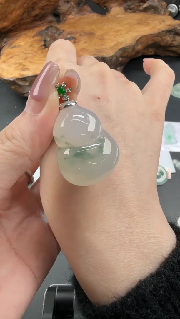 吊坠(不含链)18K金镶嵌翡翠翡翠饰品-235