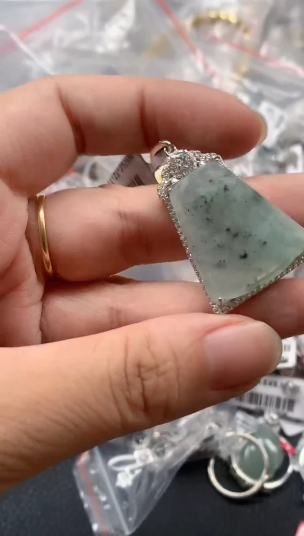 银S925镶嵌戒指翡翠天然A货缅甸翡翠