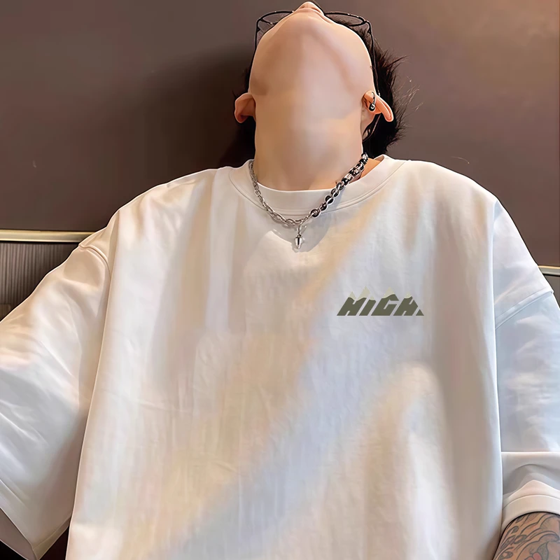 美式重磅短袖T恤男款2025新款潮流夏季潮牌纯棉痞帅高街男生半袖