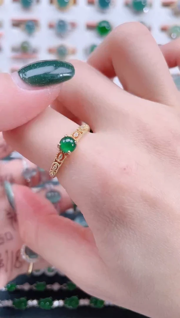 银S925镶嵌戒指翡翠天然翡翠