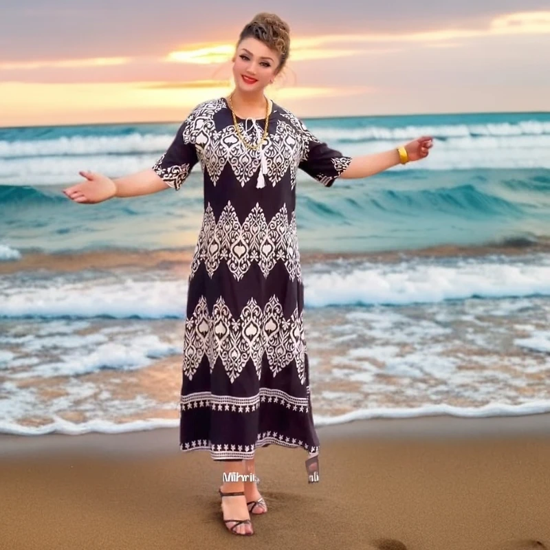 【110】最新款连衣裙妈妈装碎花显瘦气质夏季胖妈妈加大加宽