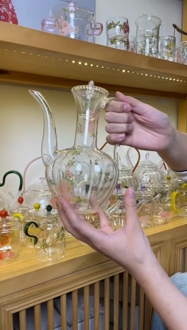 手工艺品玻璃九河贵妃壶桃花啊啊啊