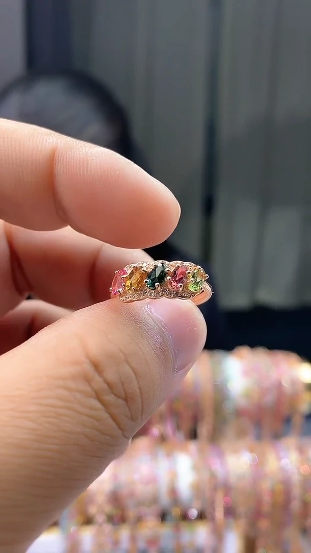 【闪购商品】碧玺戒指银S925镶嵌354345354354