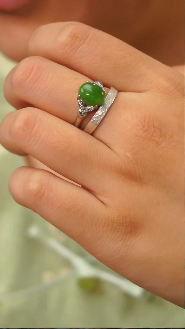 银S925镶嵌戒指和田玉D432423532