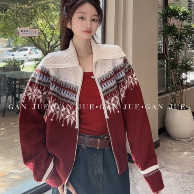 OZE 设计师品牌  25秋冬新款山羊绒休闲百搭撞色开衫