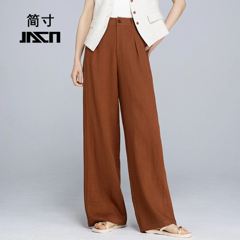 垂感休闲阔腿裤女2025夏薄款天丝亚麻松弛感高腰显瘦气质拖地裤子