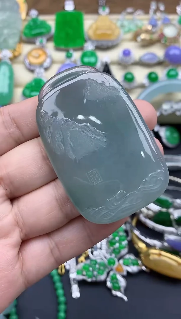 翡翠未镶嵌颈饰386-春日珠宝