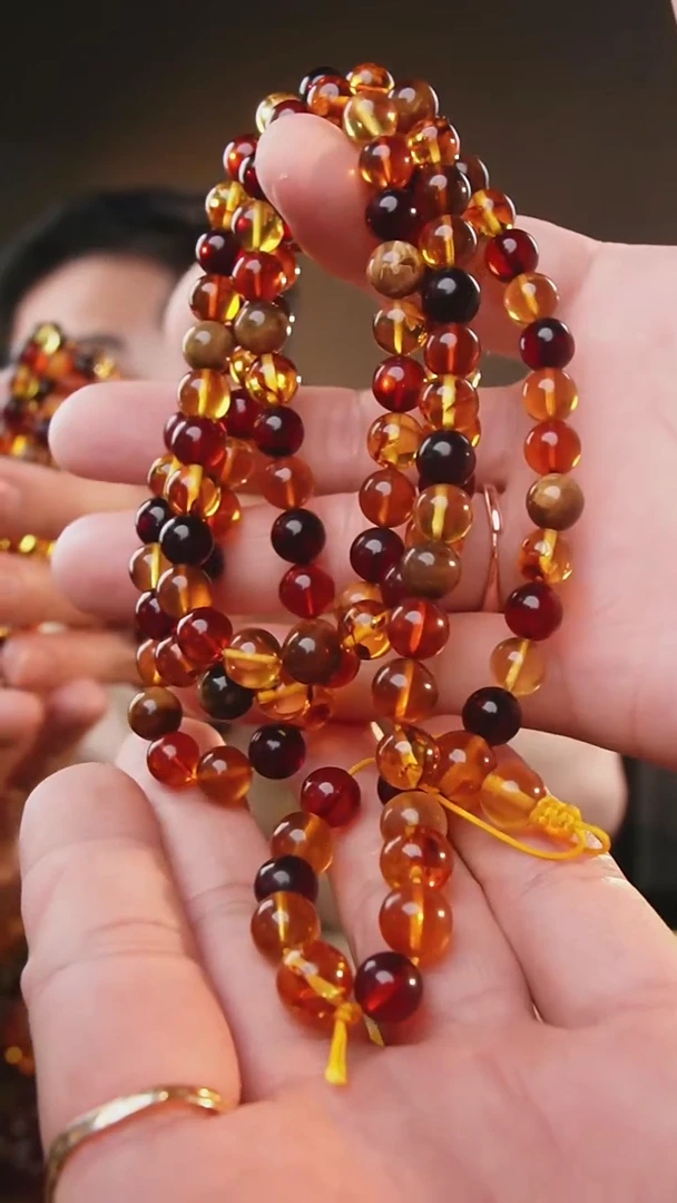 裸石琥珀未镶嵌8+多宝108素