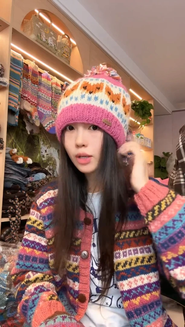 羊毛粉色狐狸帽