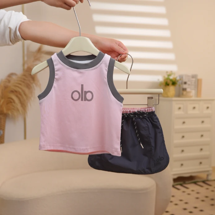 25夏季新款儿童韩系运动套装 女童休闲无袖背心+女宝韩版运动裙裤