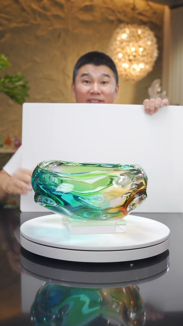 琉璃手工艺品设计款三色果碗52号