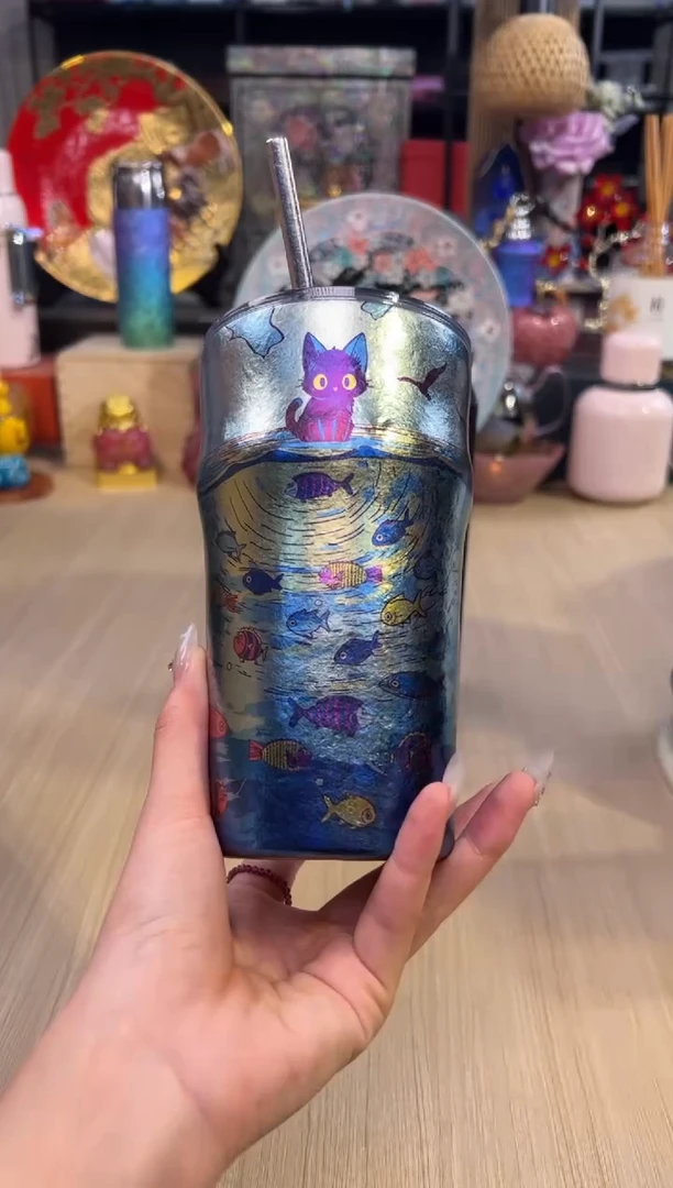 67执彩纯钛广口杯（一坐一海闲）