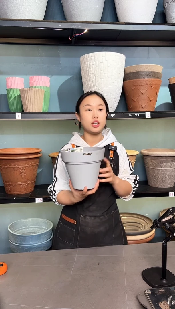 20*17灰色镜面手工拉丝花盆外贸尾单