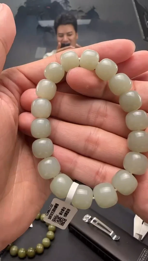 未镶嵌手串和田玉青白玉手串卡11x12