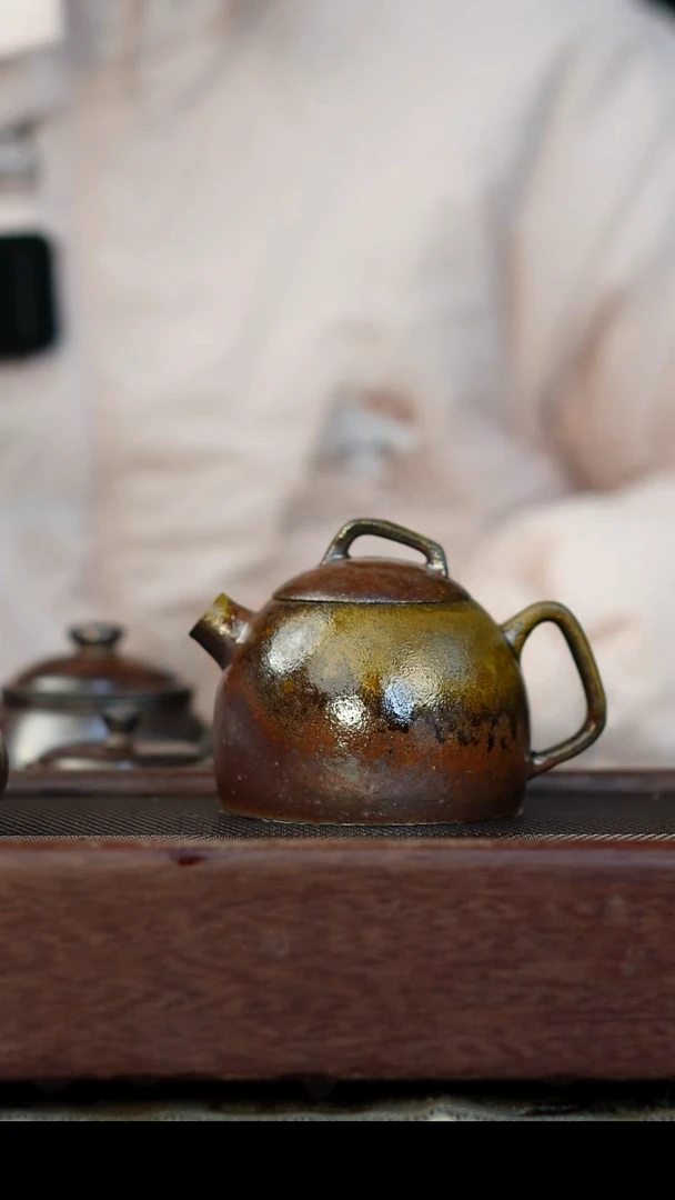 茶壶紫砂柴烧紫砂 天青几何秦权160cc