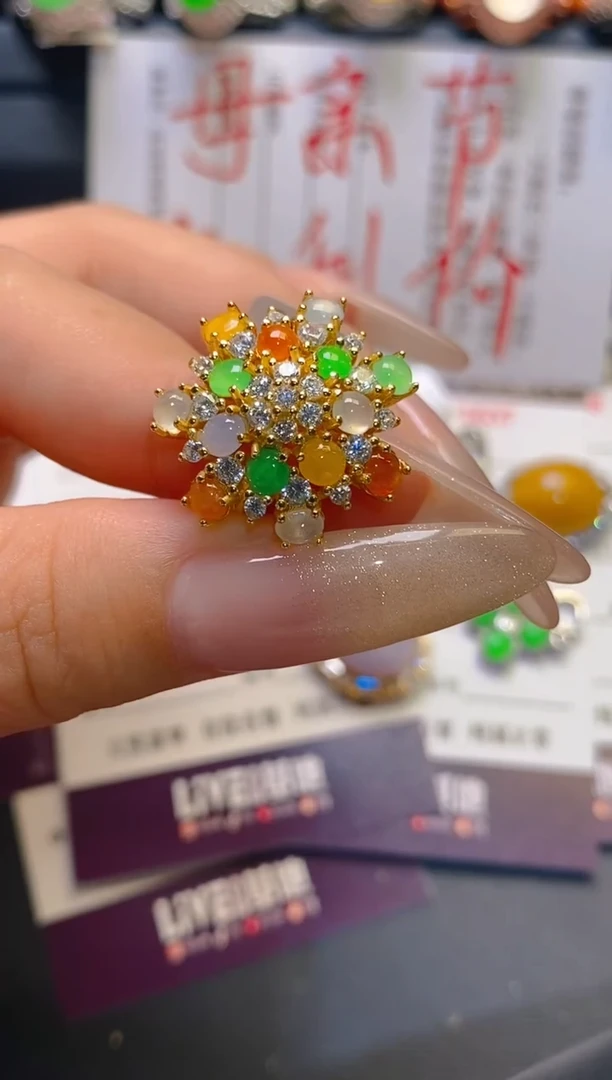 翡翠银S925镶嵌耳饰天然