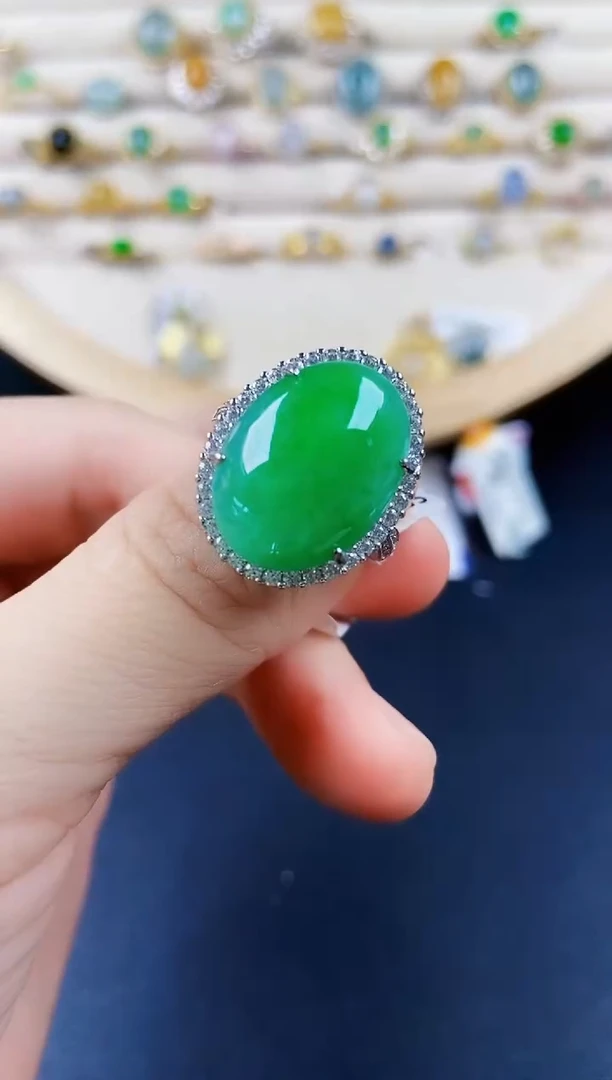 翡翠戒指银S925镶嵌567498