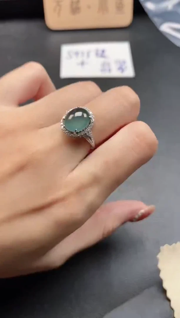 银S925镶嵌戒指翡翠51151