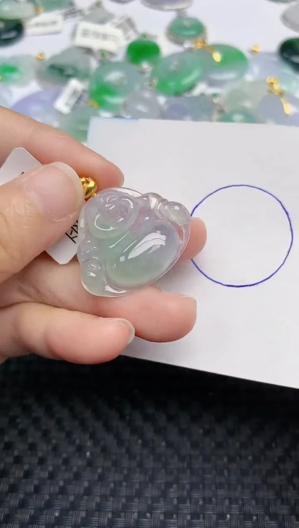 颈饰18K金镶嵌翡翠天然缅甸A货翡翠百元以上9元证书费自理