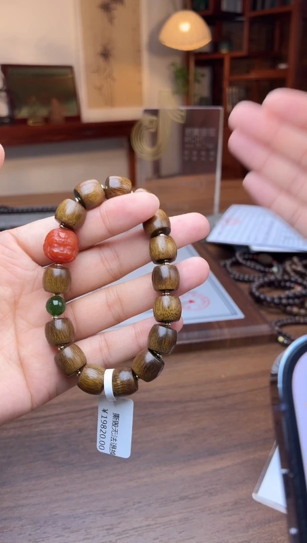沉香手串越南芽庄玉化白奇楠10桶珠沉水＋扎基设计