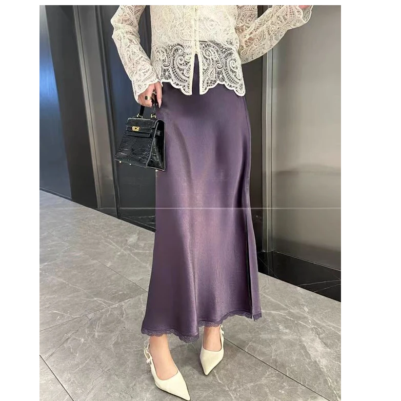 269808显瘦弹力腰鱼尾裙复古夏季薄款半裙气质半身裙百搭