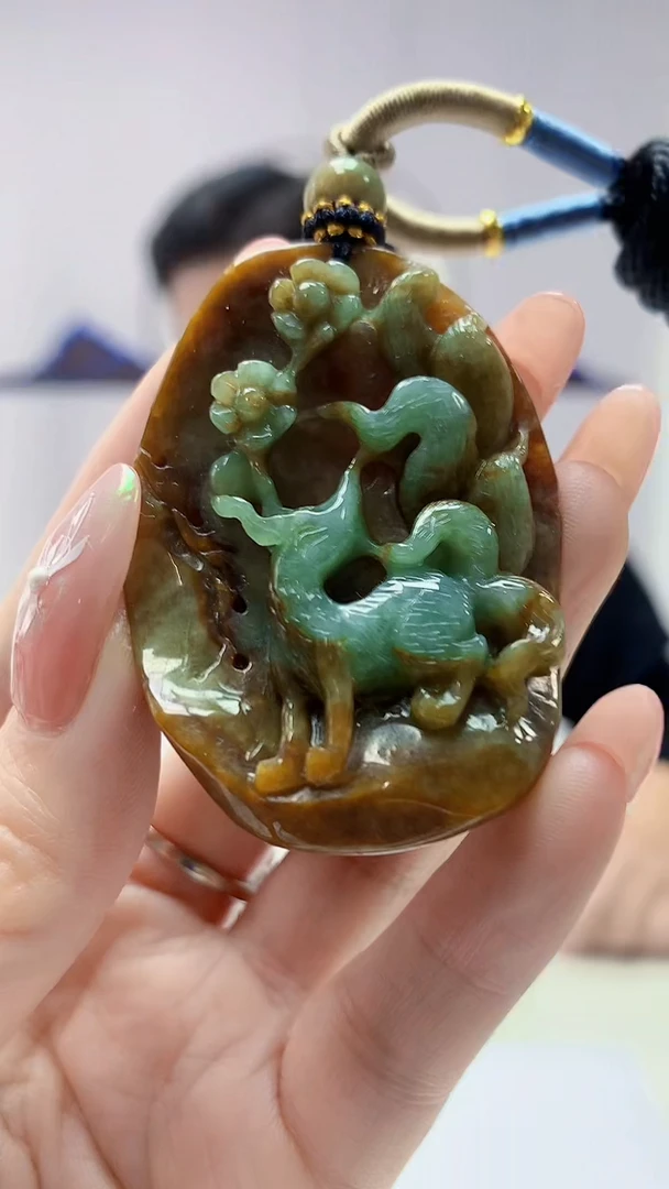 【闪购商品】定制翡翠未镶嵌4917DD-毛货挂件九尾狐37